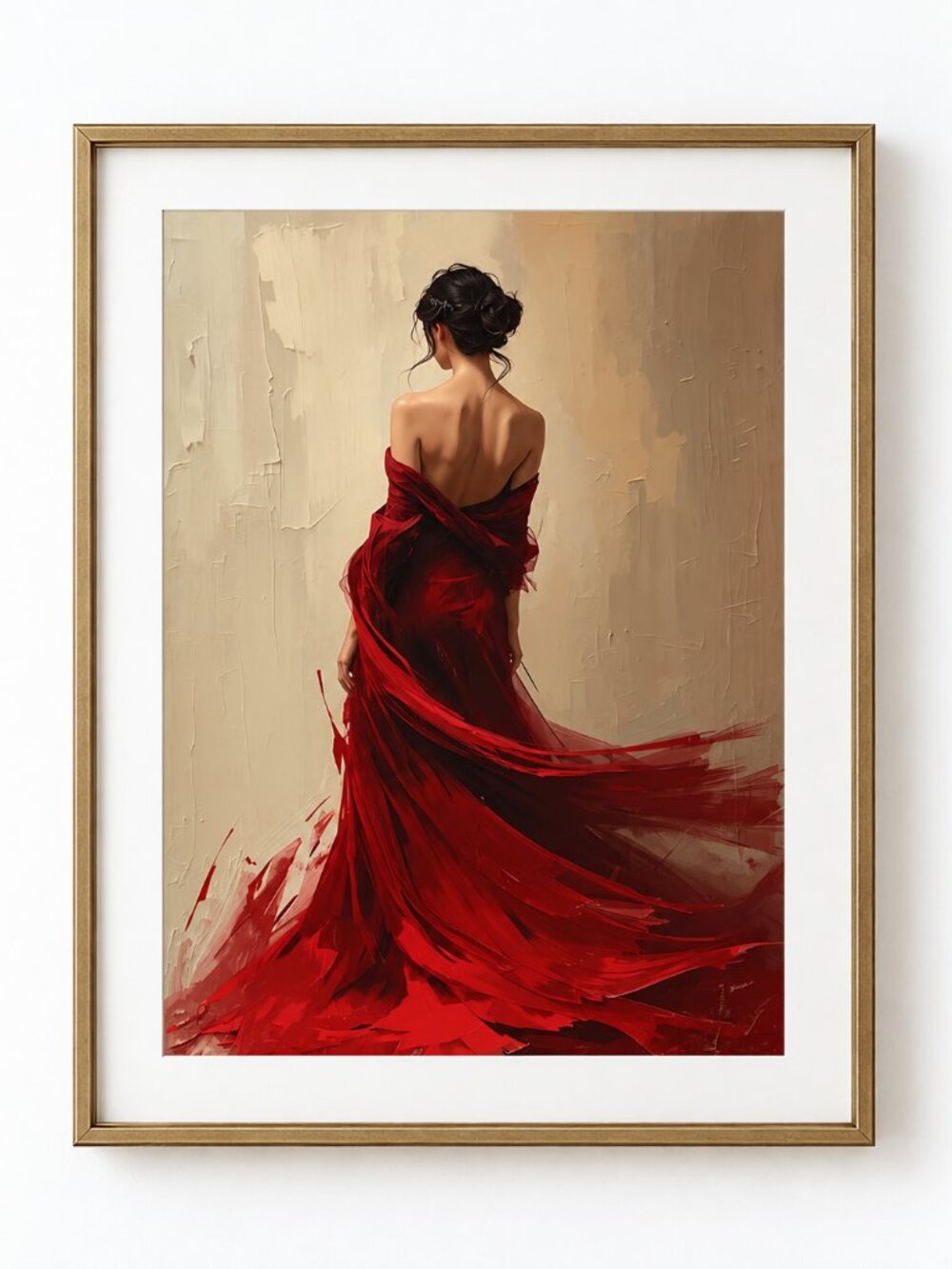 Red Dress Woman Wall Art Print – Elegant Fashion Portrait 8x10